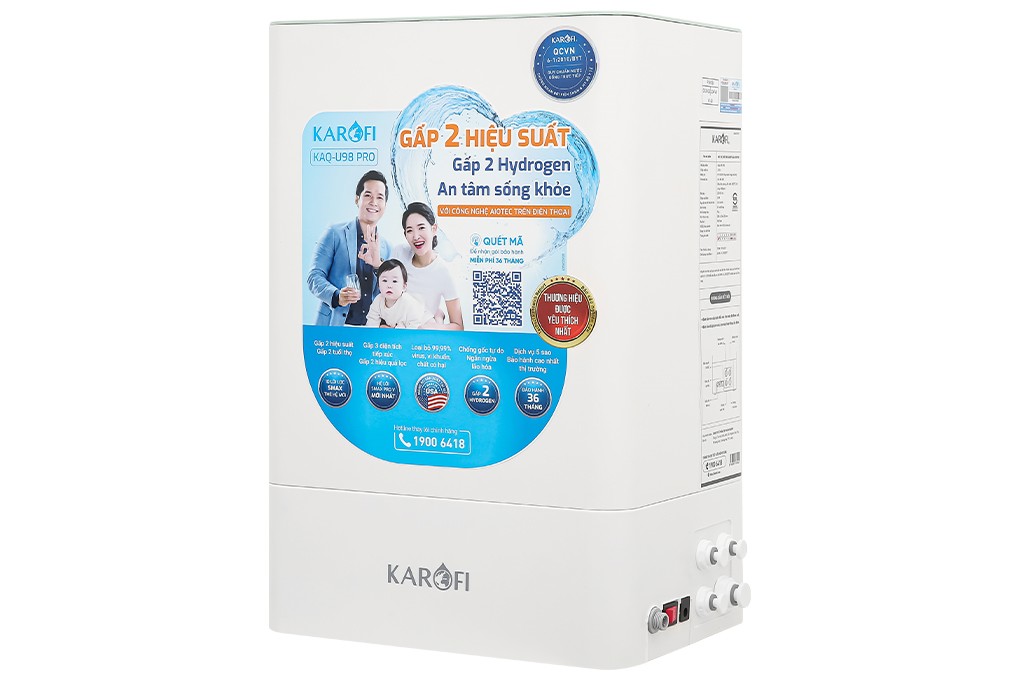 Máy lọc nước RO Hydrogen 10 lõi Karofi KAQ-U98 Pro